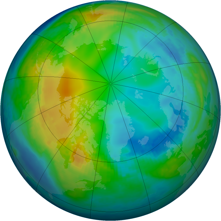 Arctic ozone map for 21 November 1989